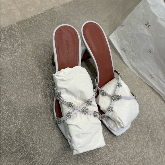 AMINA MUADDI Lily crystal flower leather slide sandals - Picture 5 of 8